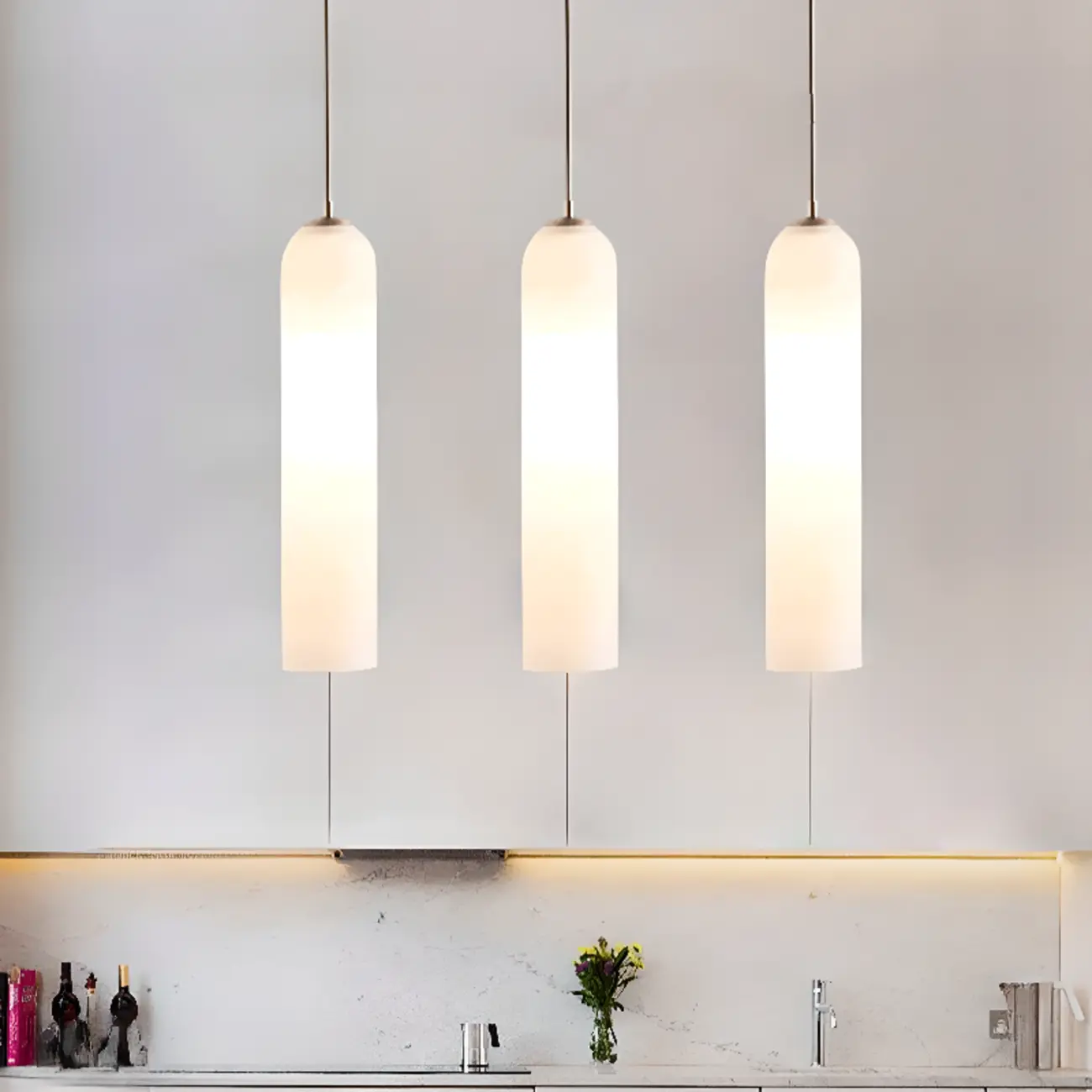 Modern Metal Green Glass Cylinder Pendant Light