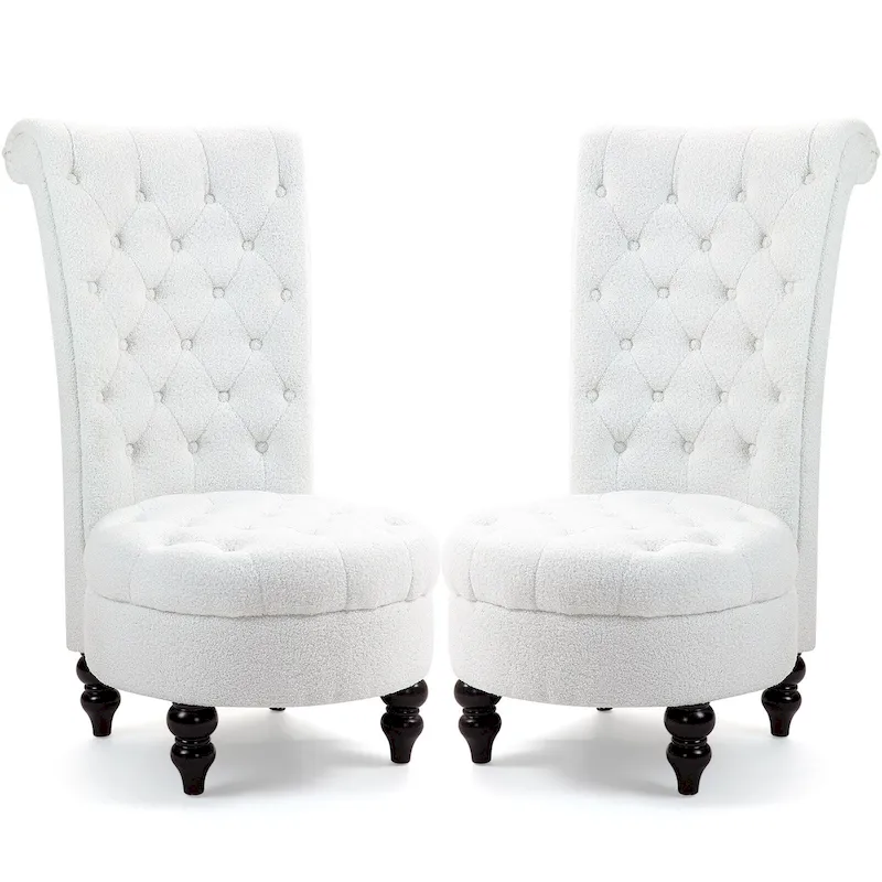 AVAWING Set of 2 Throne Royal Chair Thick Padding and Rubberwood Legs