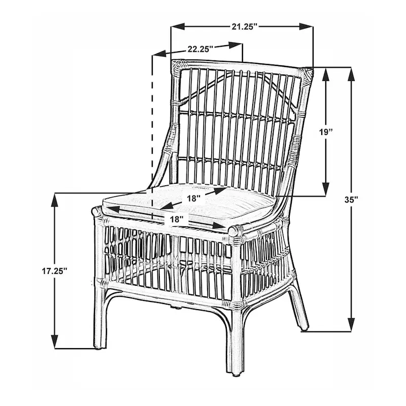 Rattan Slat Back Cushioned Dining Chairs, Set of Two by East at Main