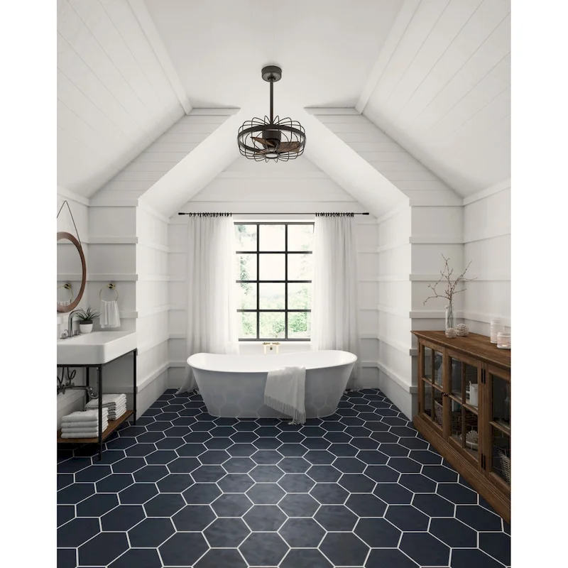 Hunter Roswell Ceiling Fan with Wall Control - Caged, 6-Speed - Farmhouse, Industrial, Transitional