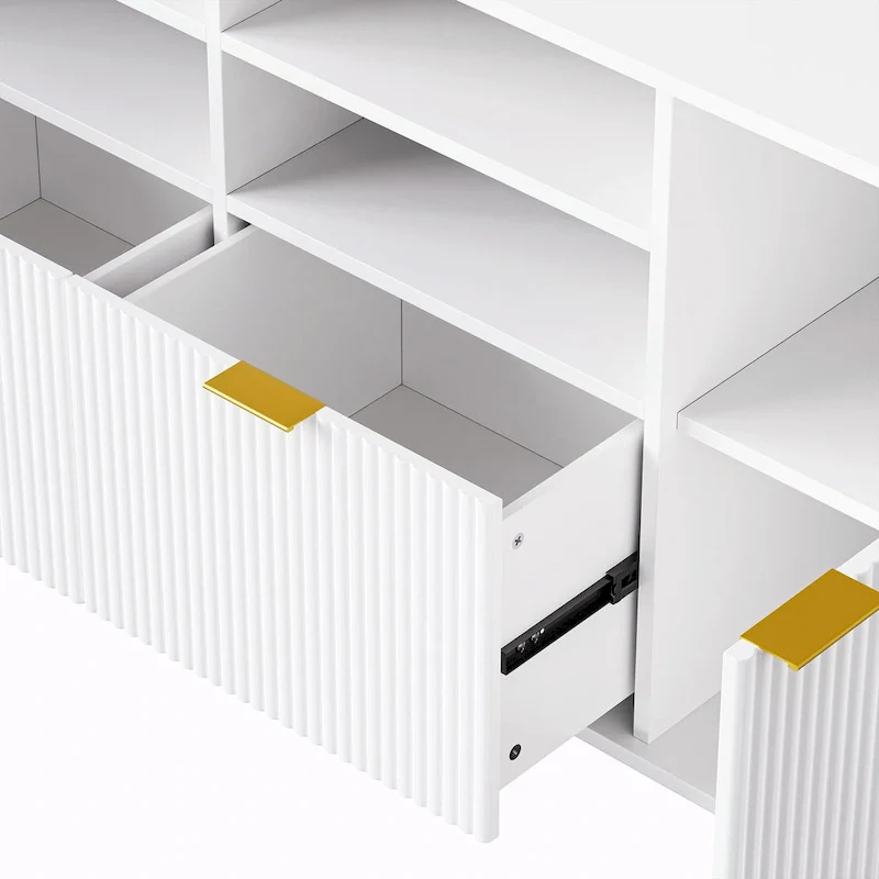 4-Piece Entertainment Wall Unit with 13 Shelves, 8 Drawers, and 2 Cabinets