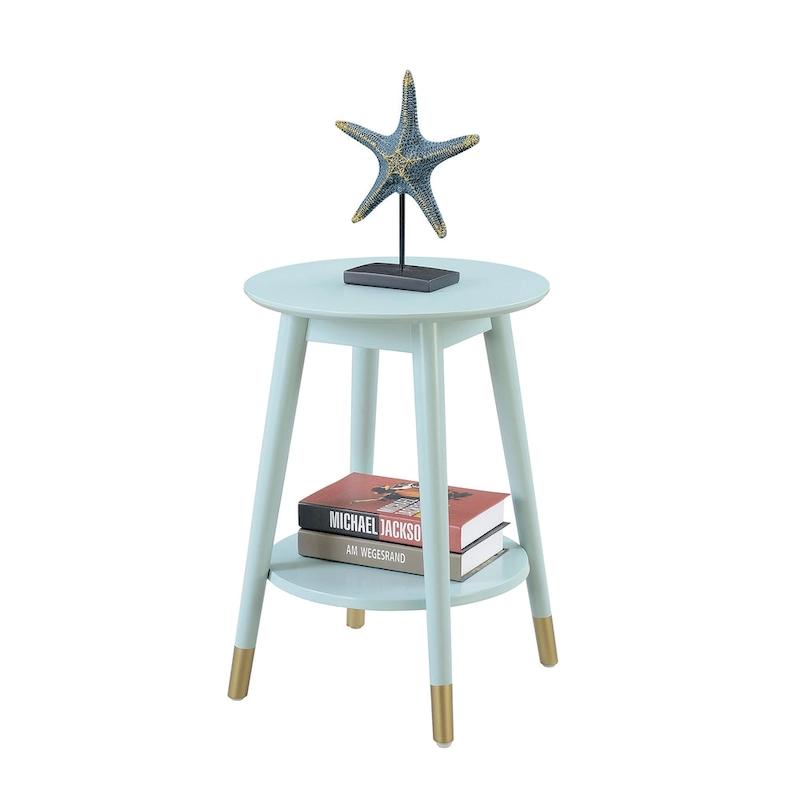 Convenience Concepts Wilson Mid Century Round End Table with Shelf