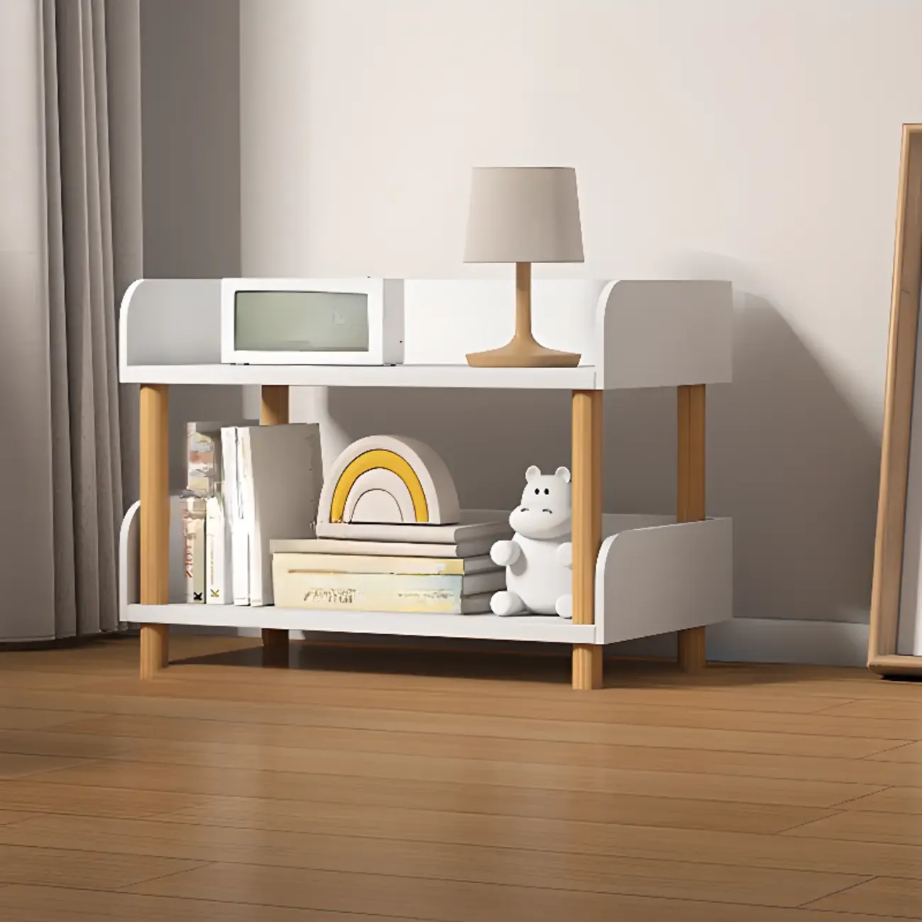Vertical Natural Multi-Shelf Open Back Wood Bookcase