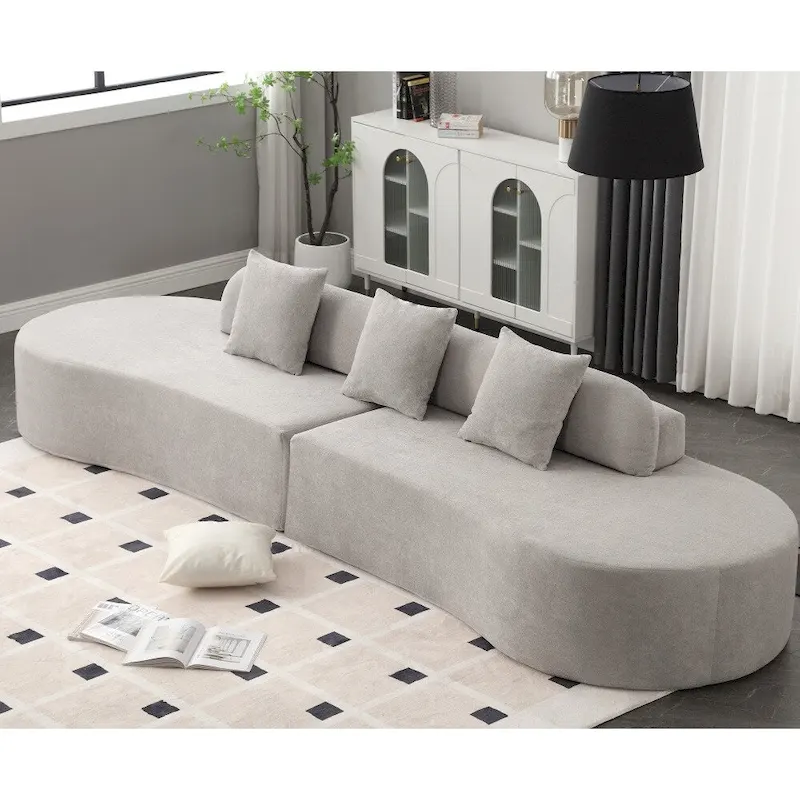 Modern Curved Terrycloth Fabric Combination Sofa No Assembly Required