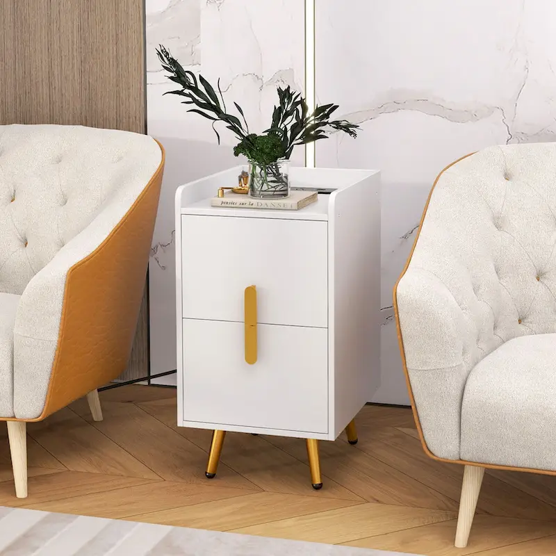 Costway Nightstand with Charging Station Home Bedside Sofa Side Tables