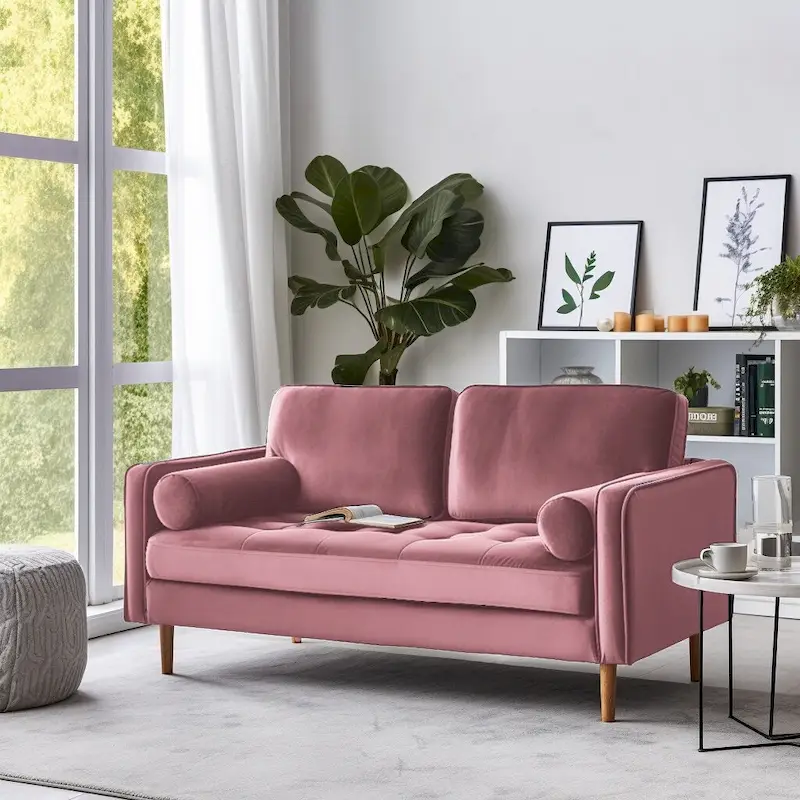 Banavos 58 Velvet Square Arm Loveseat
