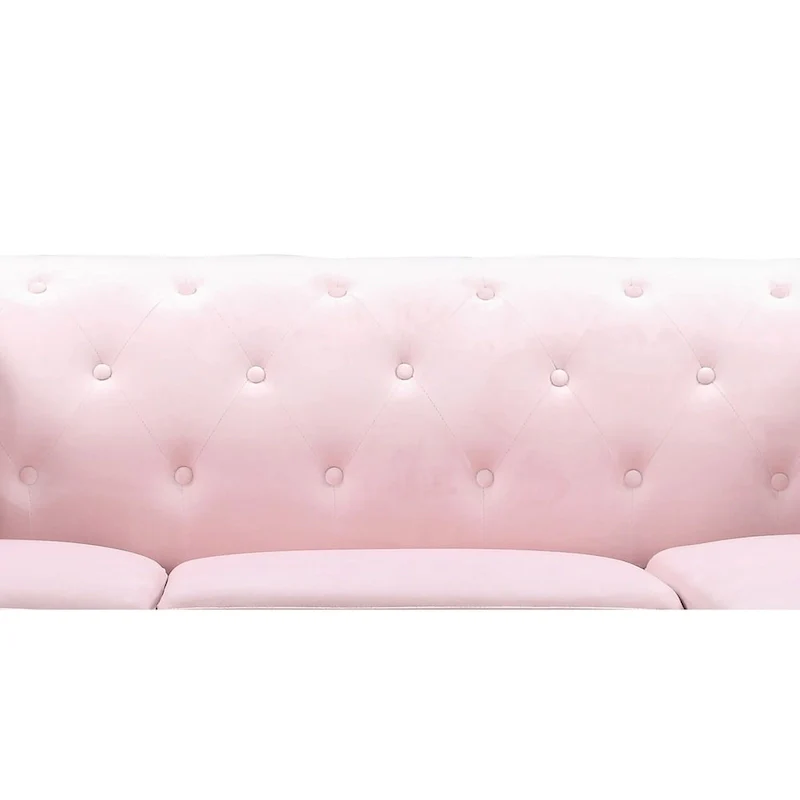 Pompano Velvet Button Tufted Sofa with Chaise
