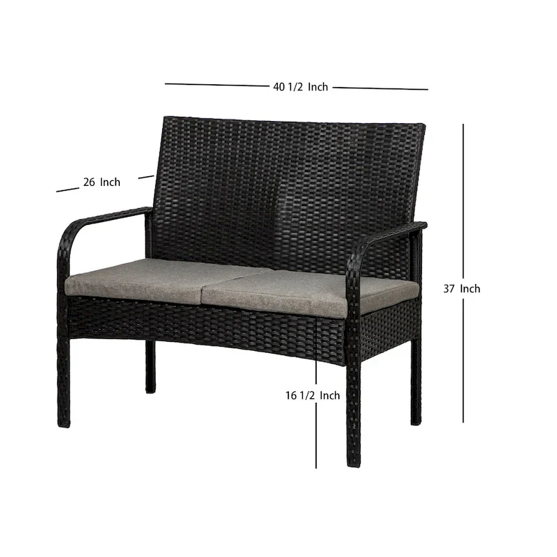 Sonoma 4 Piece Wicker all-weather Conversation Set with Cushions & Coffee Table