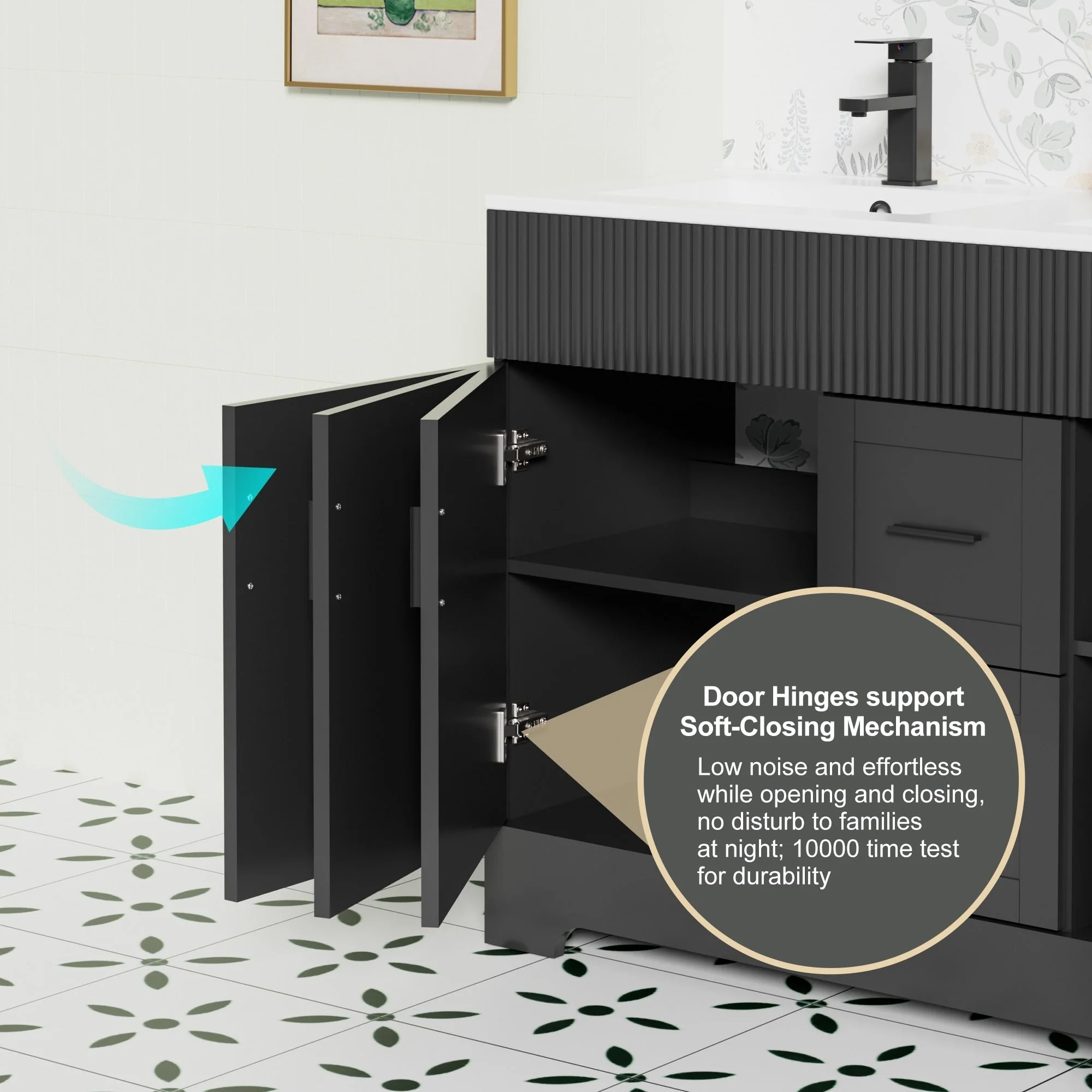 Wavy Line 30/36/48 Bathroom Vanity Set with Sink & Faucet