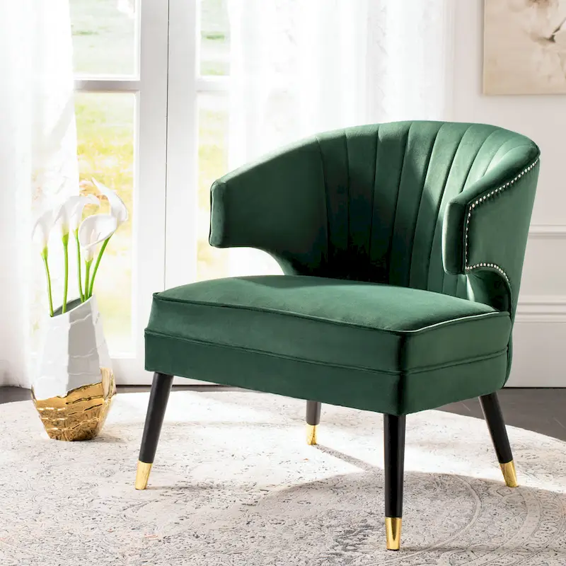 SAFAVIEH Amalia Velvet Wingback Accent Chair - 26.8  x 28  x 31.9  - 27Wx28Dx32H