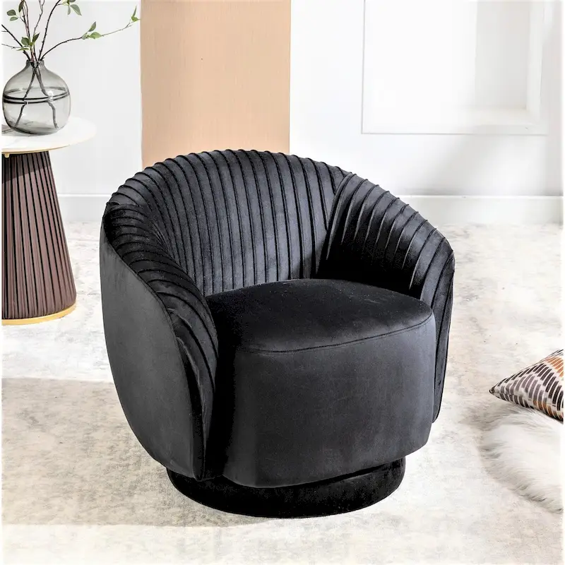 Small Milvo Velvet Swivel Barrel Chair