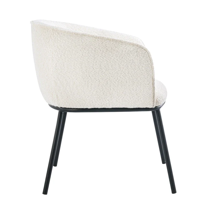 Set of 1 Boucle Upholstered Accent Barrel Armchair