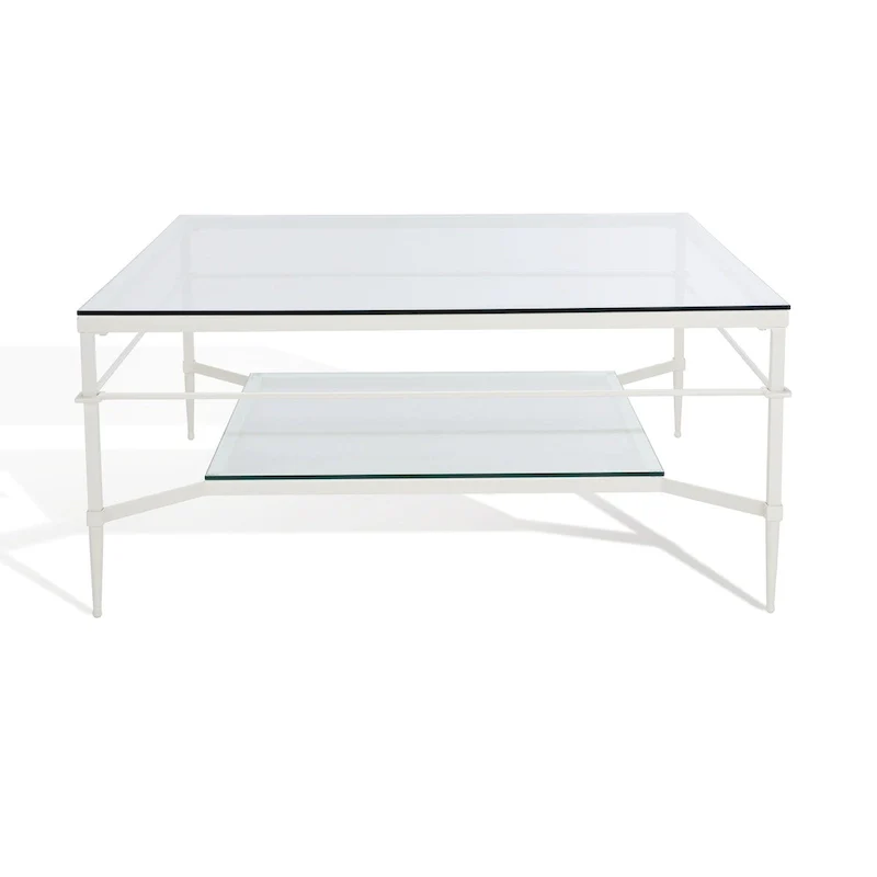 Leaf Cocktail Table with Glass Shelf, 43