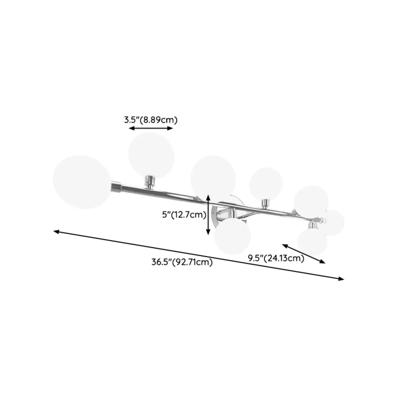 5-Light White Modern Resin Globe Bathroom Vanity Light