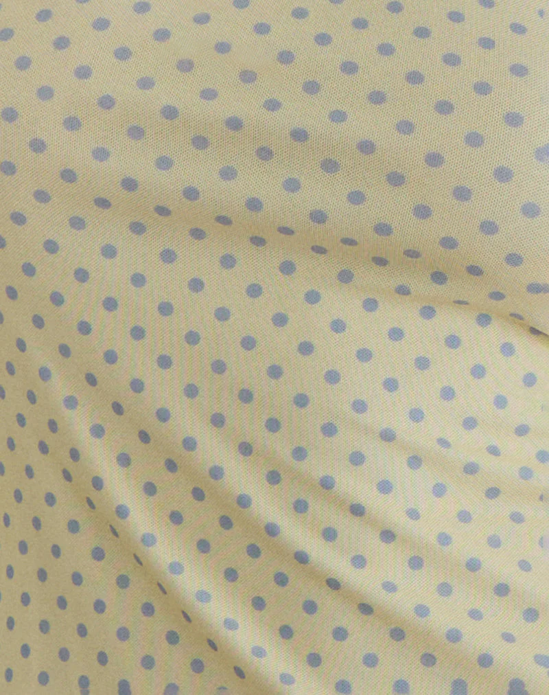 Turu Mini Dress in Yellow with Compact Grey Polka