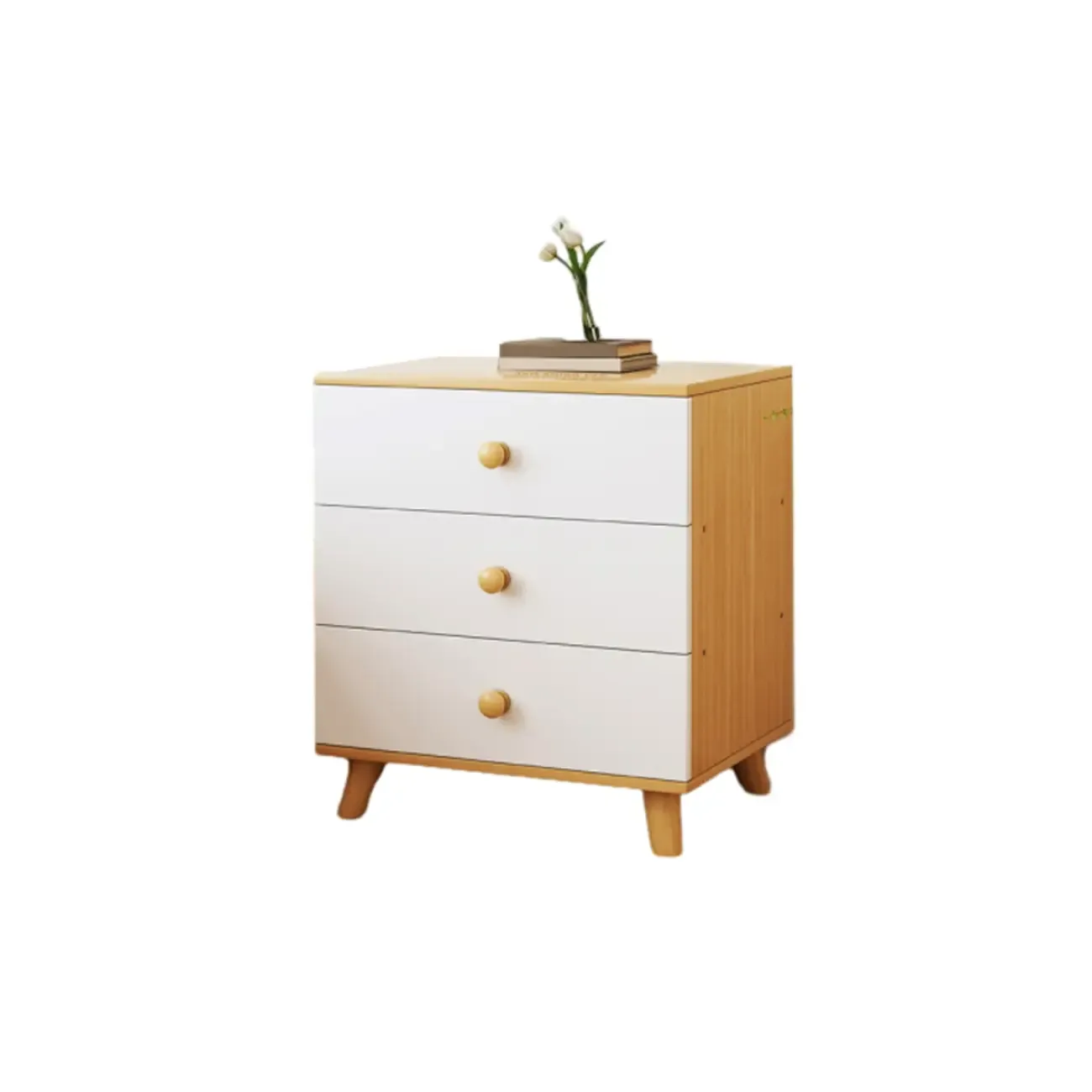 Modern Wooden Bedside Table with Dual Drawers