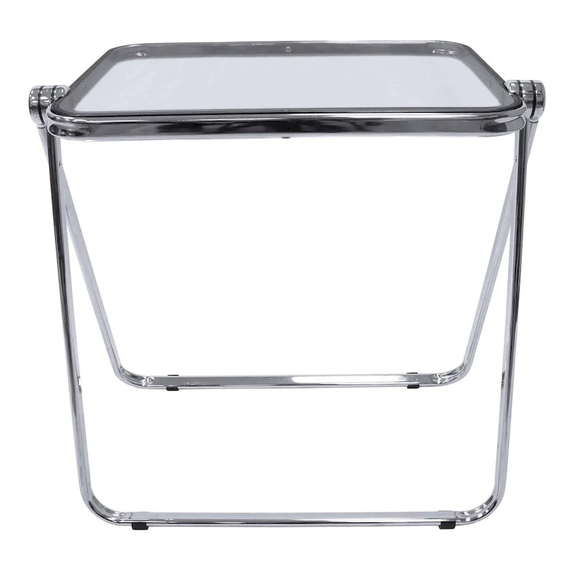 LeisureMod Lawrence Square Plastic Folding End Table with Iron Frame