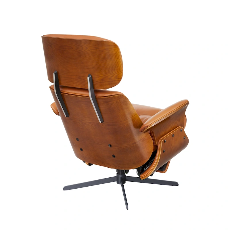 Art Leon Mid-century Modern Genuine Leather Lounge Chair Recliner
