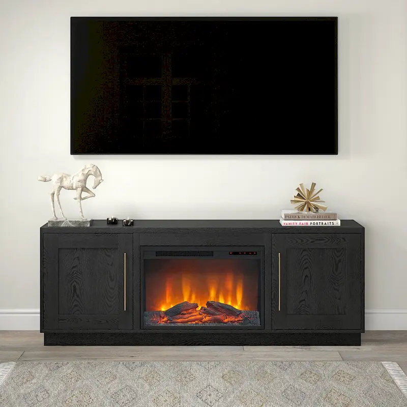 Tillman Rectangular TV Stand with Log Fireplace for TV's up to 75