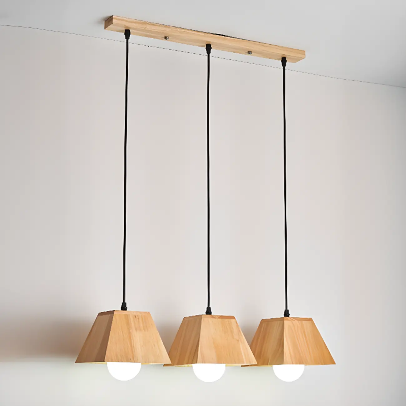 3-Light Modern Wood Island Pendant Light for Kitchen