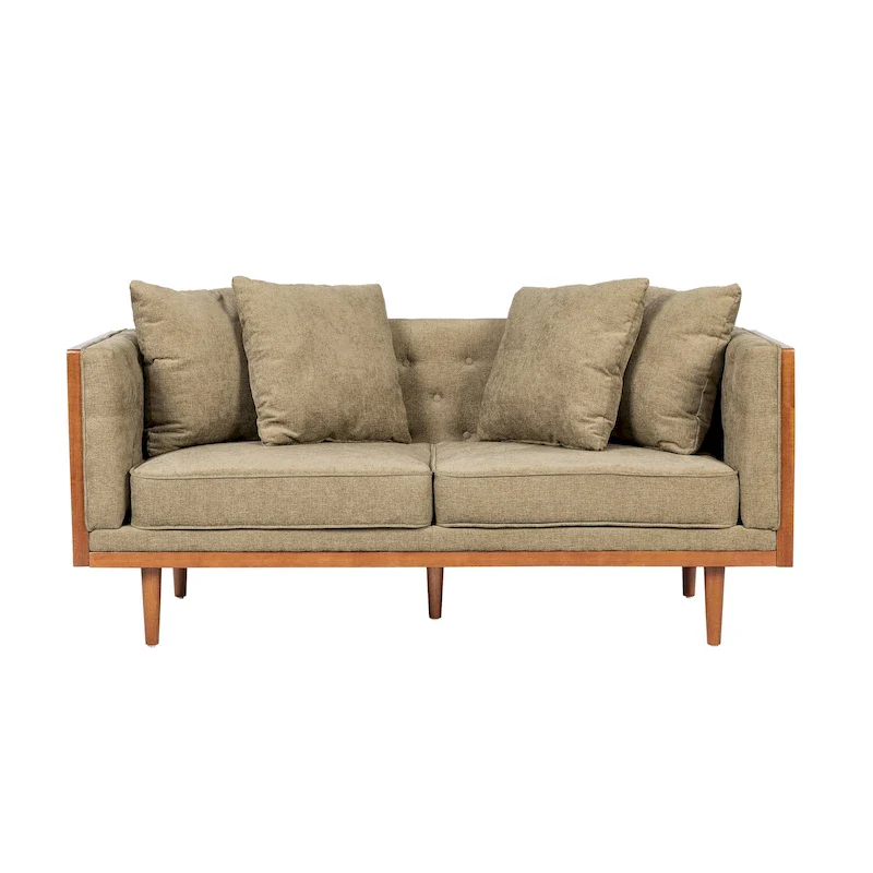 Tufted Loveseat with Accent Pillows