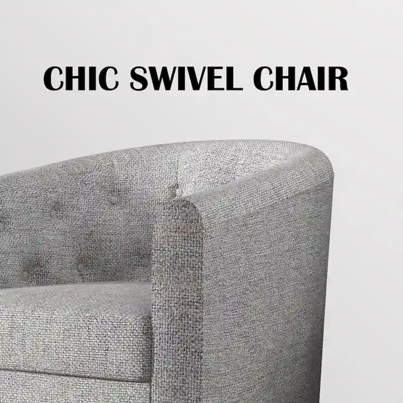 Swivel Cuddle Fabric Accent Chair with Button-Tufting