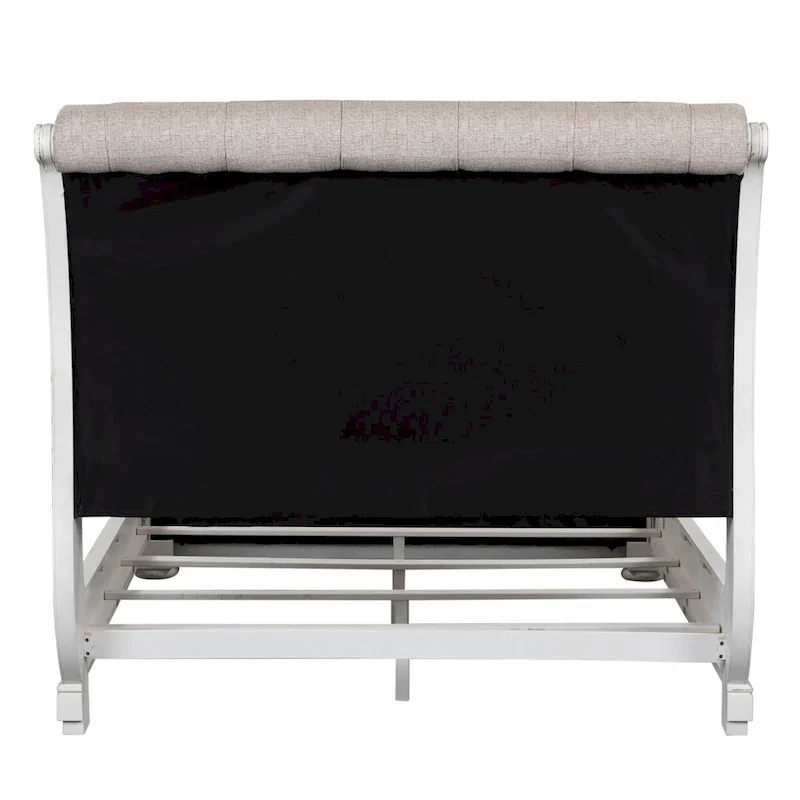 Antique White Tufted Upholstered Sleigh Bed