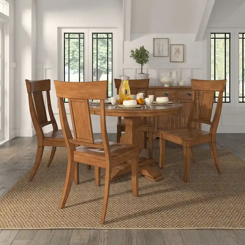 Ronda Panel Back Wood Dining Chairs (Set of 2)