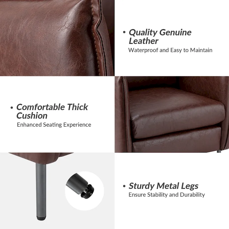 Jaime Modern Vegan Leather Accent chair with Metal Legs Set of 2 by HULALA HOME