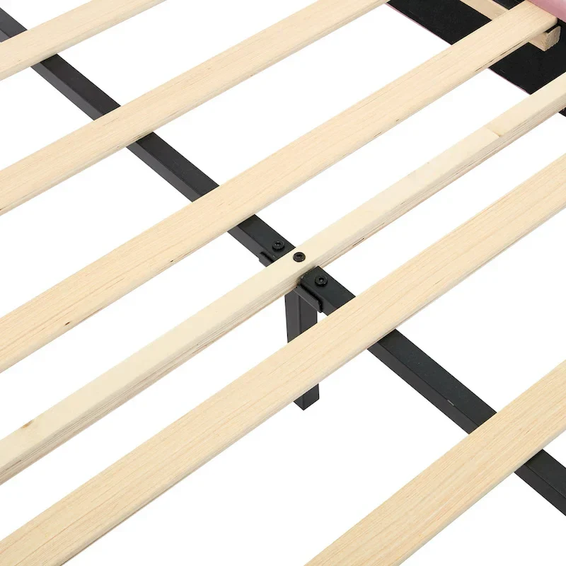 Grey Twin Velvet Bed with LED Lights & Tufted Headboard