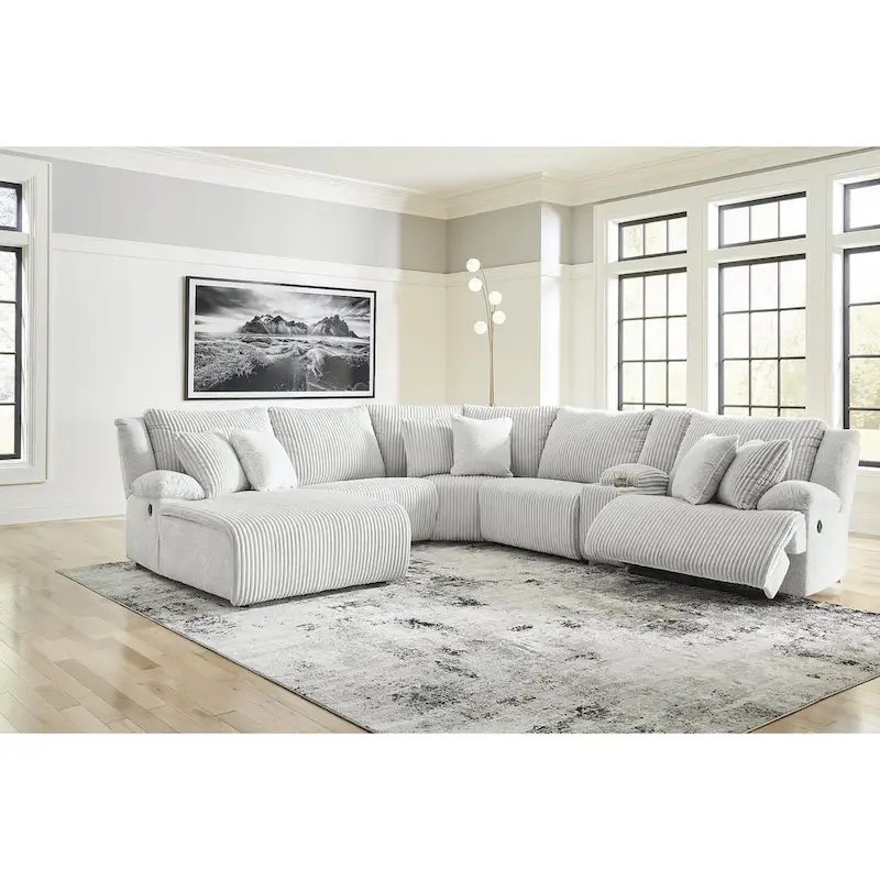 Signature Design by Ashley Top Tier Light Gray 6-Piece Reclining Sectional with Chaise - 149.5W x 132.5D x 40H