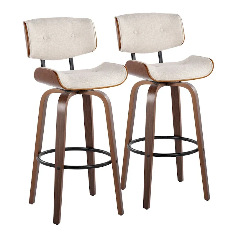 Carson Carrington Leksand 30 Fixed-Height Bar Stool with Bent Wood Legs (Set of 2)