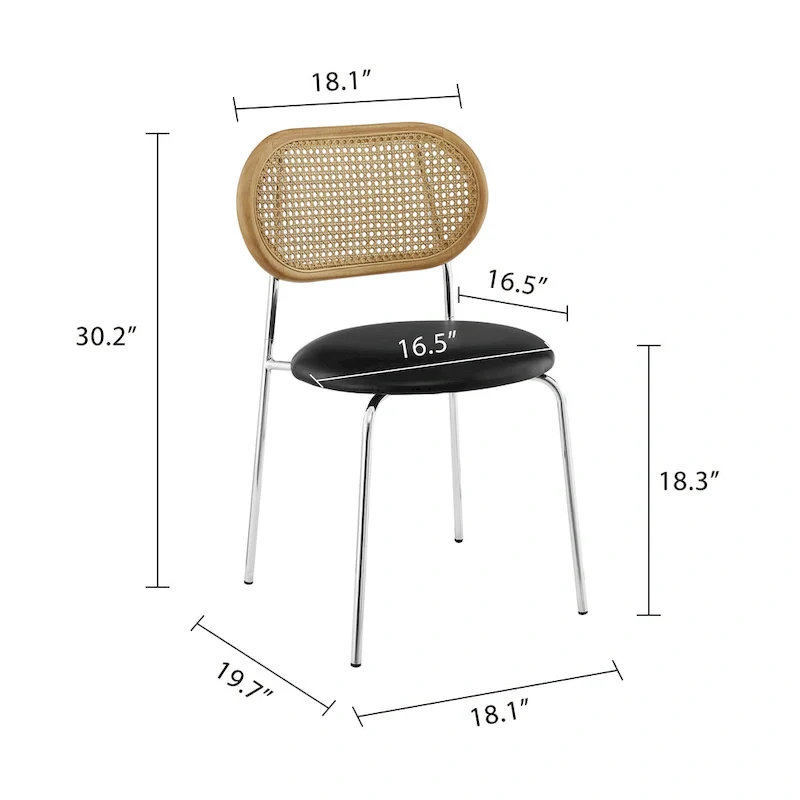 Cane Back Faux Leather Upholstered Dining Chair (Set of 2)