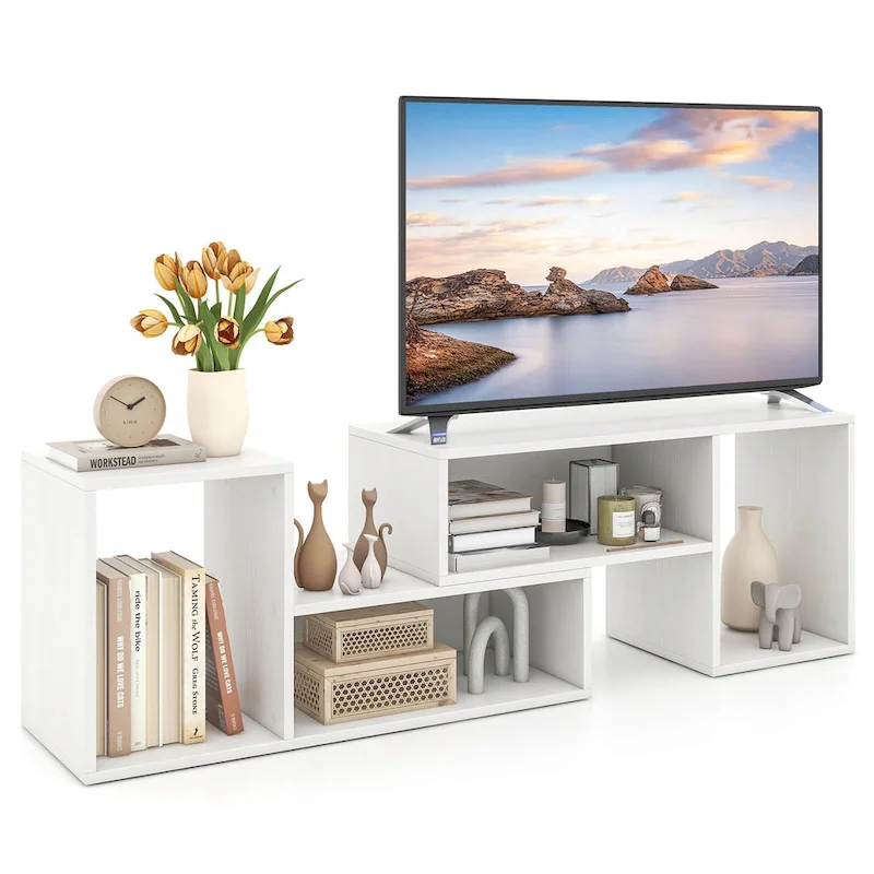 Costway 2 PCS Adjustable TV Stands with Storage Cubes for TVs up to 55 - See Details