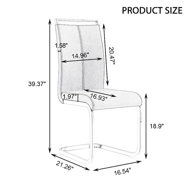 Dining Chair with C-shaped Chrome Metal Legs(Set of 4)