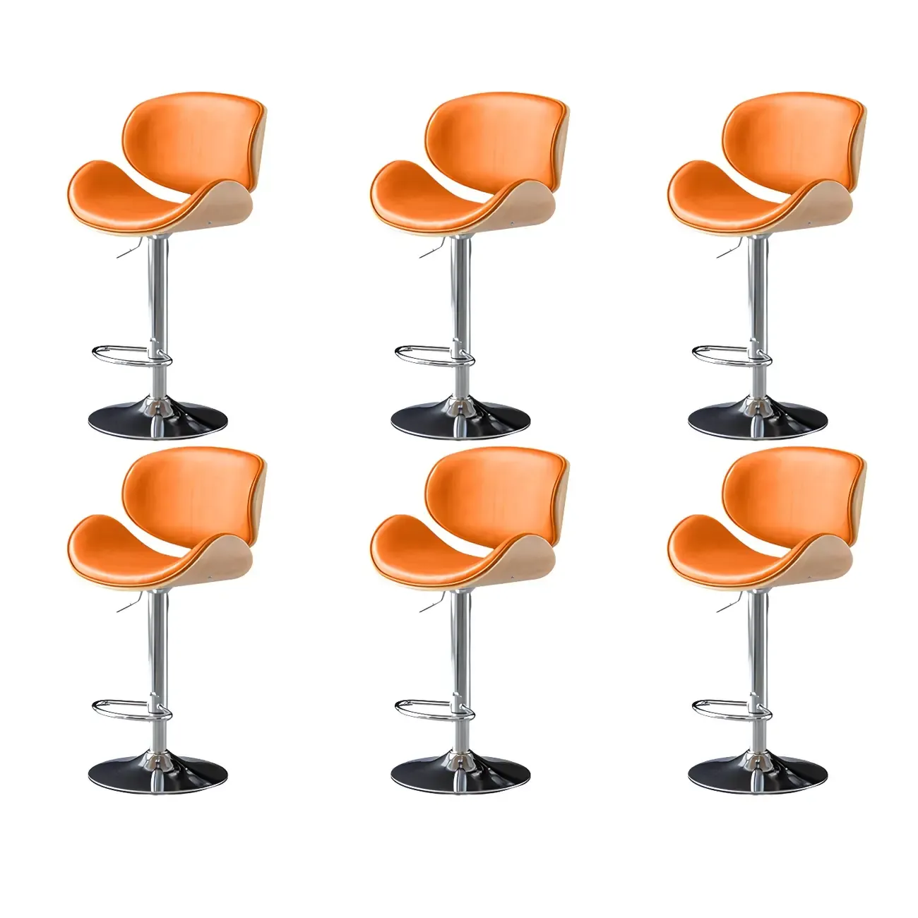 Arched Blackish Green Leather Swivel Adjustable Bar Stool