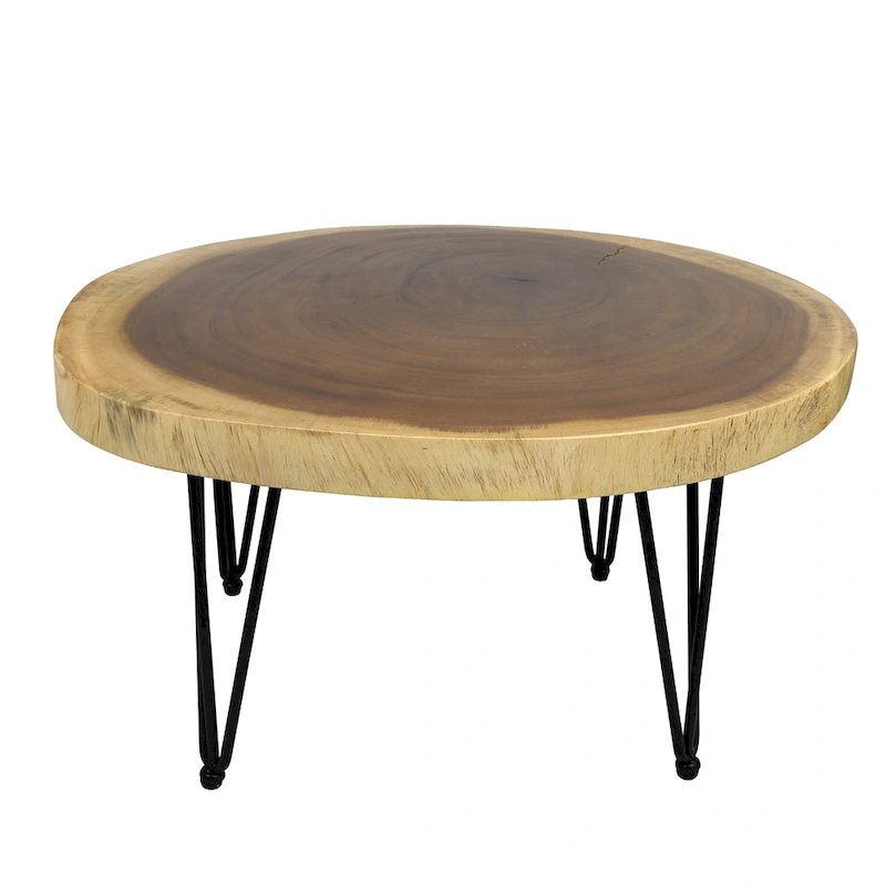 Natural Solid Wood Round End Table Coffee Table