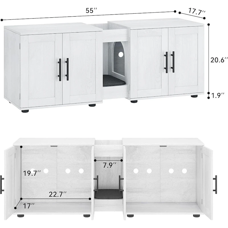 Intimate Double-Room Cat Litter Cabinet Furniture