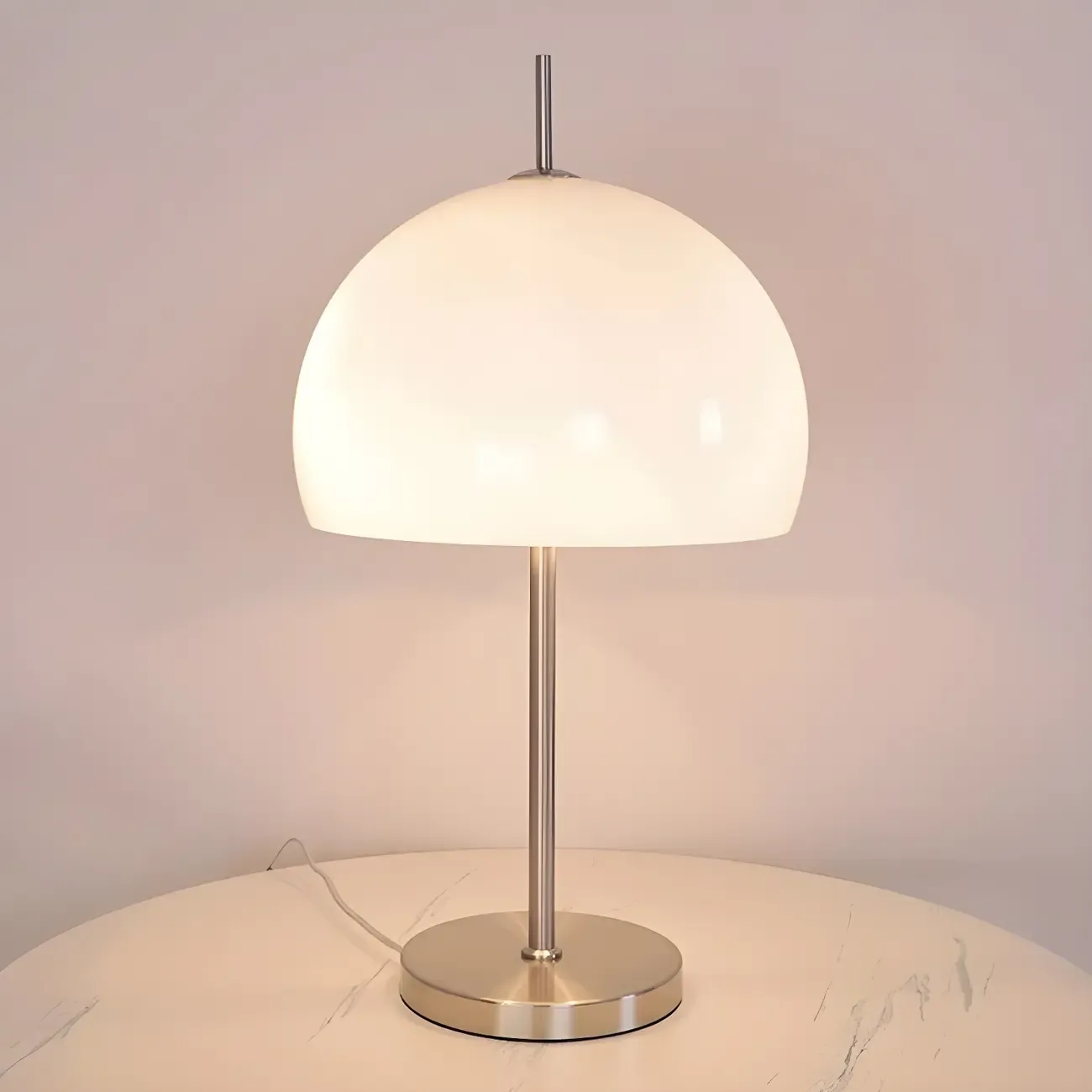Caramel Gradient Glass Dome Table Lamp Stainless Steel Base