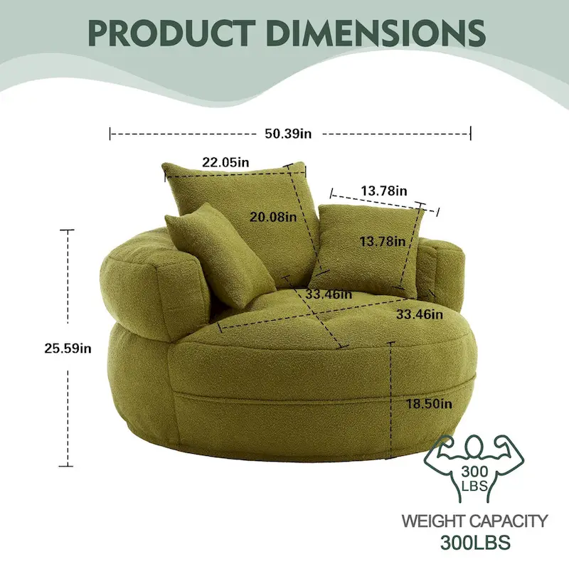 Circular wide living room fabric sofa, balcony homestay lazy sofa chair