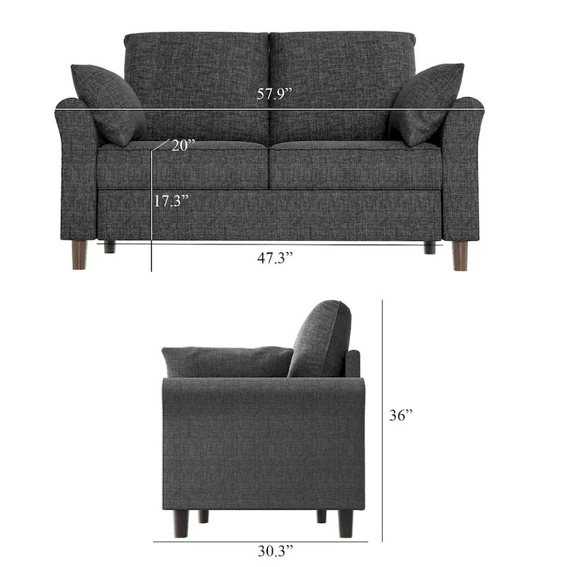 Polyester 3-Seat and 2-Seat Sofa with Cushions