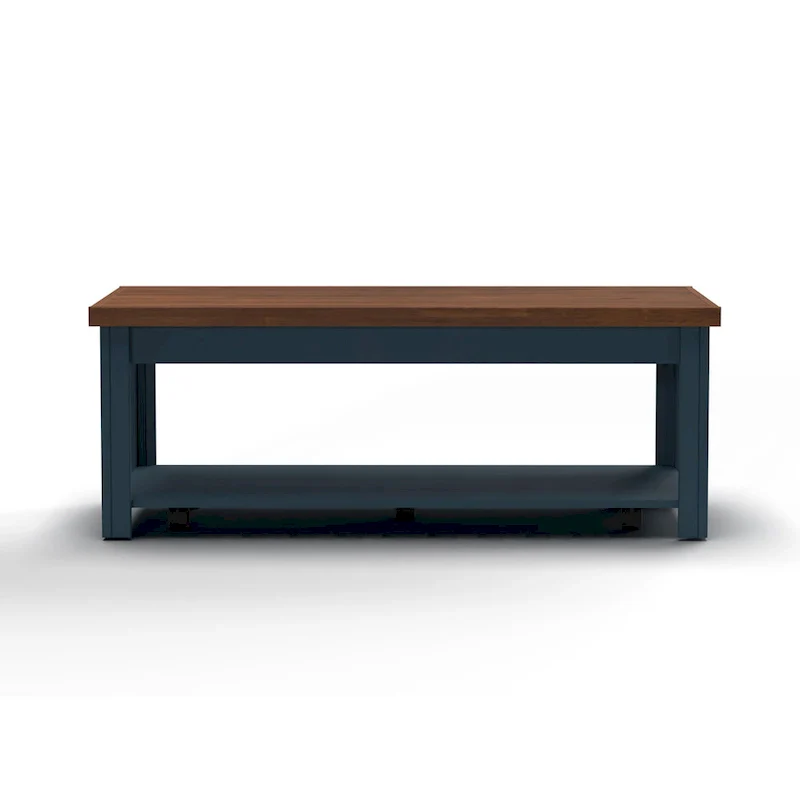 Bridgevine Home Nantucket 48 inch Coffee Table, No Assembly Required, Blue Denim and Whiskey