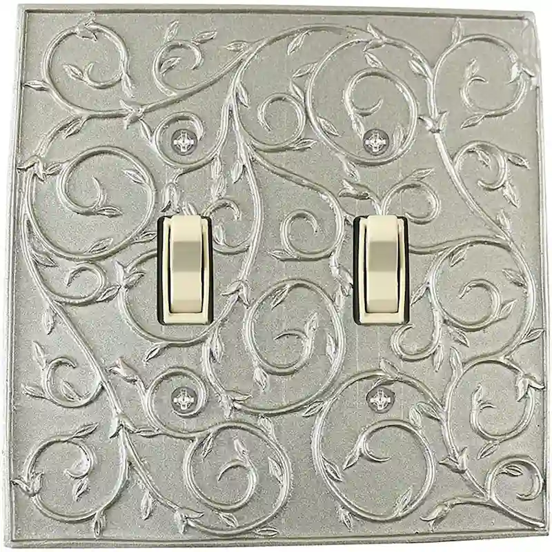 Meriville French Scroll 2 Toggle Wallplate, Double Switch Electrical Cover Plate