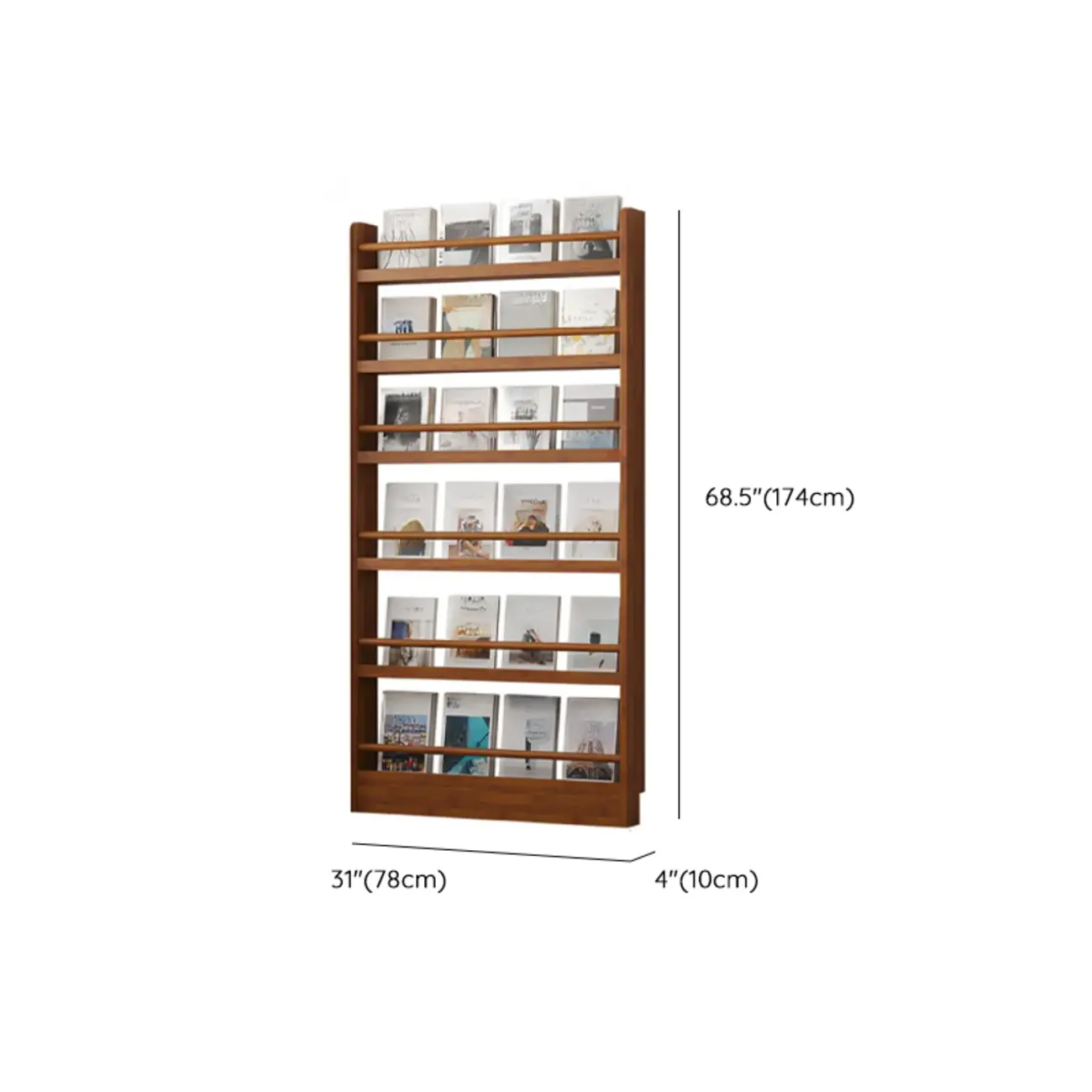 Rustic Brown Oak Bookcase Open Rectangular BookShelves