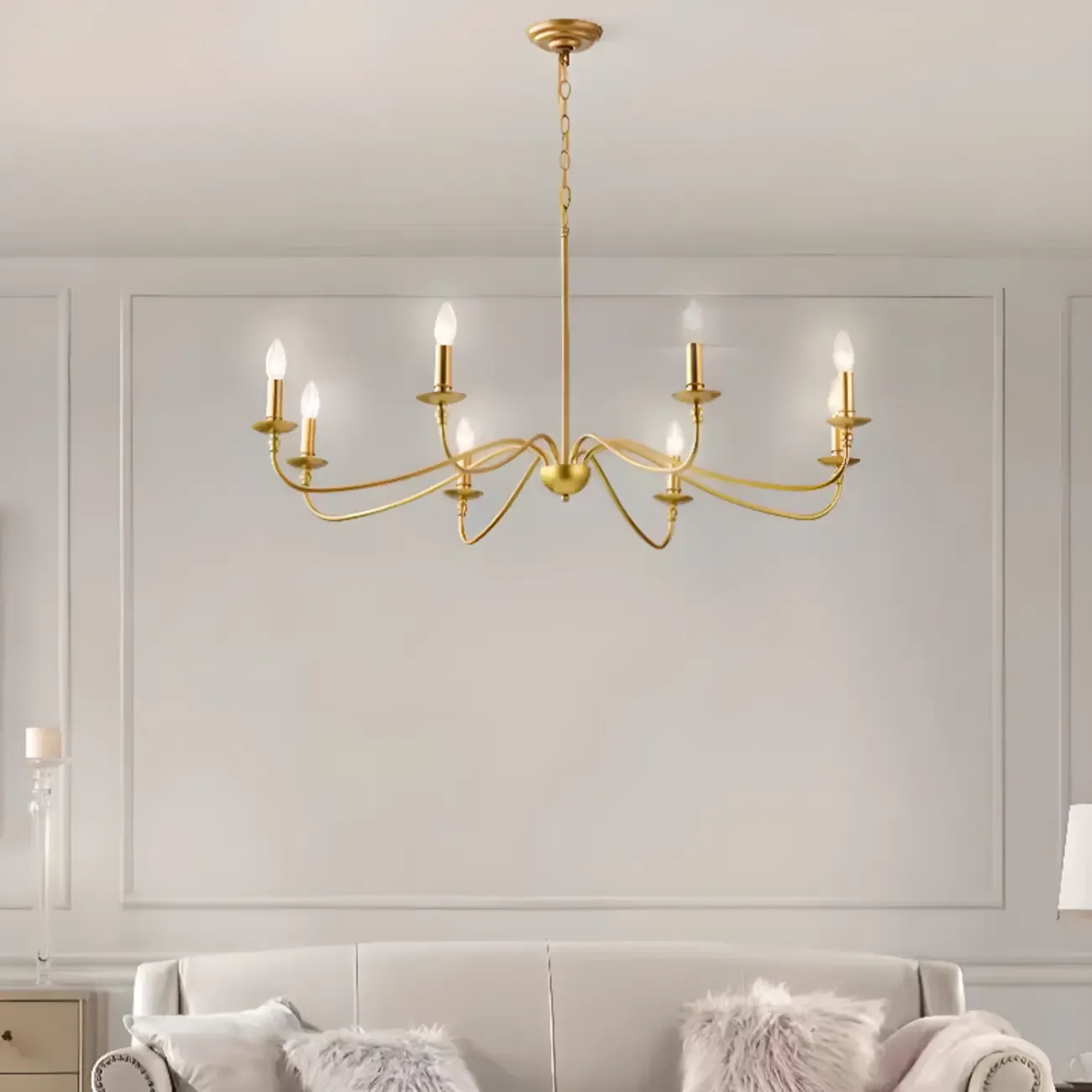 Simple Linear Gold Metal Candelabra Chandelier