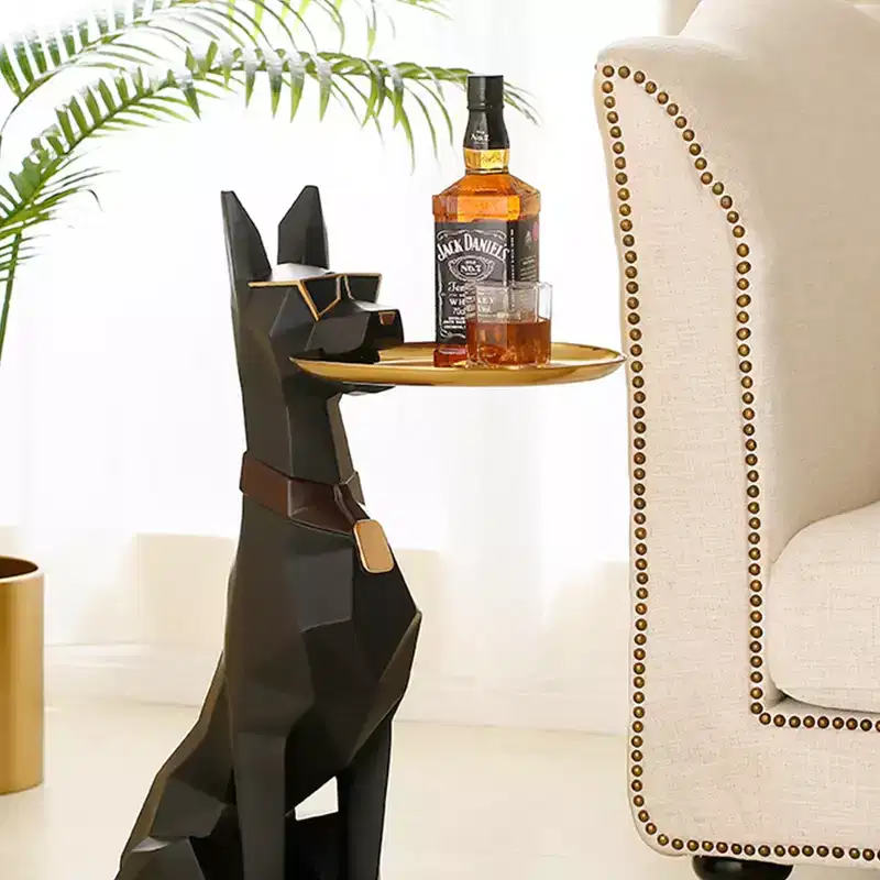 EUREKA ERGONOMIC 29''H, Big Doberman Dog Side table,13L x 9.84W x 29.13H,Black