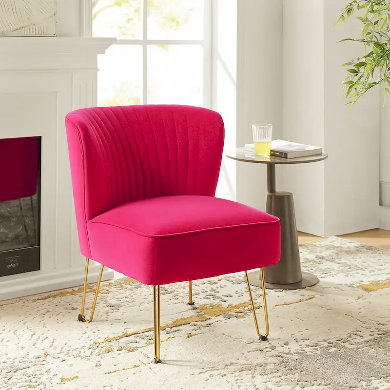 Barto Modern Velvet Tufted Side Chair with Golden Legs by HULALA HOME