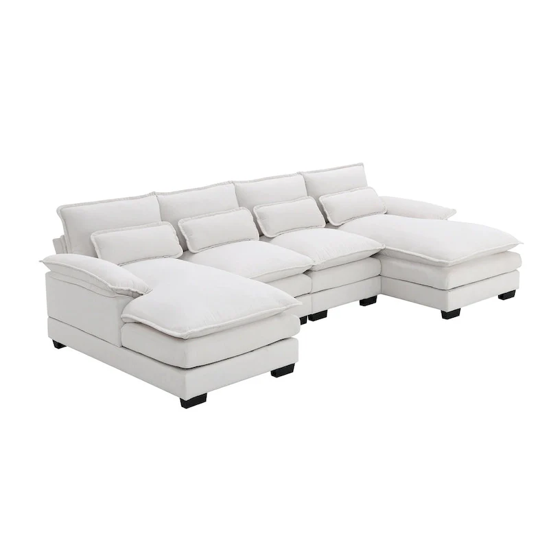 Modern Upholstered 6-Seat Modular U-Shaped Sleeper Sectional Sofa