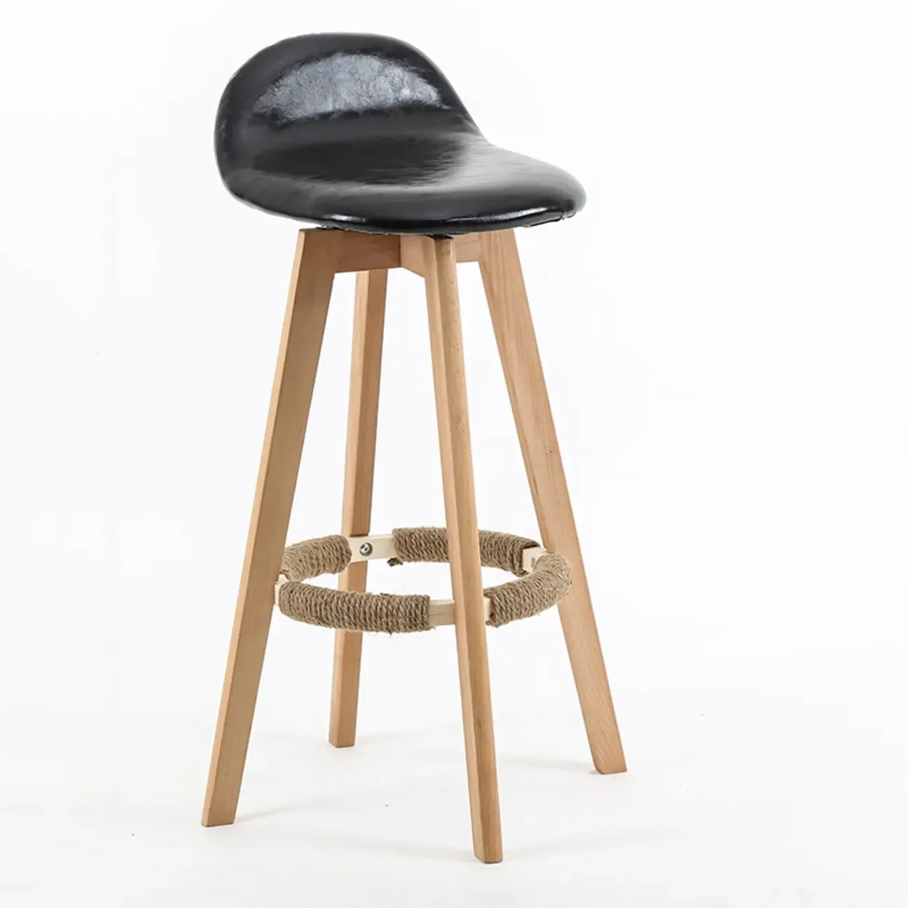 Scandinavian Wood Plush Seat Comfy Design Bar Stool