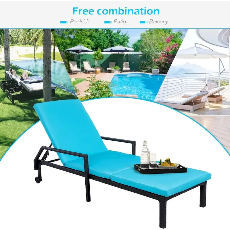 AECOJOY Patio Lounge Chair, Adjustable Poolside Chaise Lounge